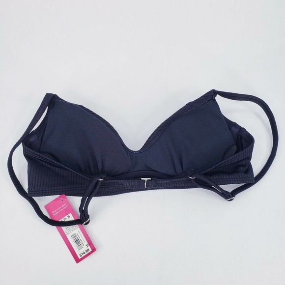 Xhilaration Bikini Swim Top Black Ribbed Juniors 3/5 Womens XS 0/2 - Picture 7 of 9